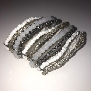 White and Silver Beaded Bracelet
